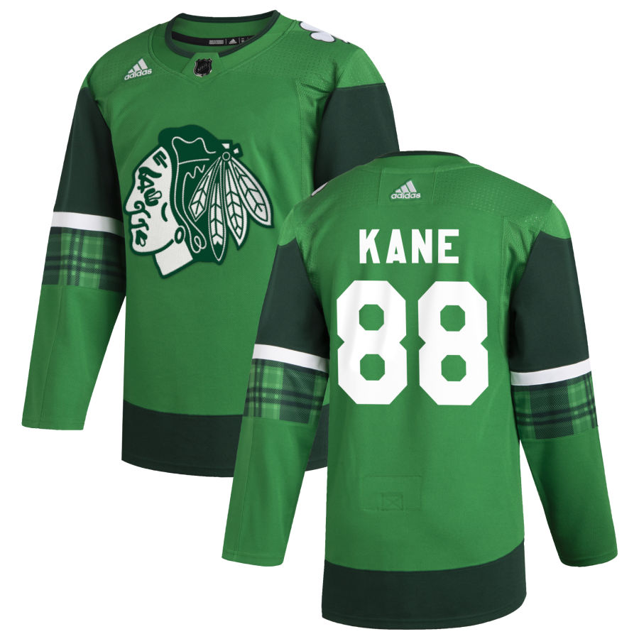 Chicago Blackhawks #88 Patrick Kane Men Adidas 2020 St. Patrick Day Stitched NHL Jersey Green->chicago blackhawks->NHL Jersey